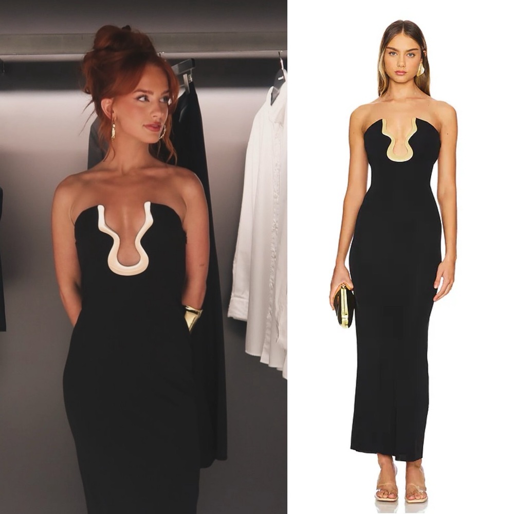 Cult Gaia Abril Strapless Gown Black Gold Hardware - Picture 2 of 12